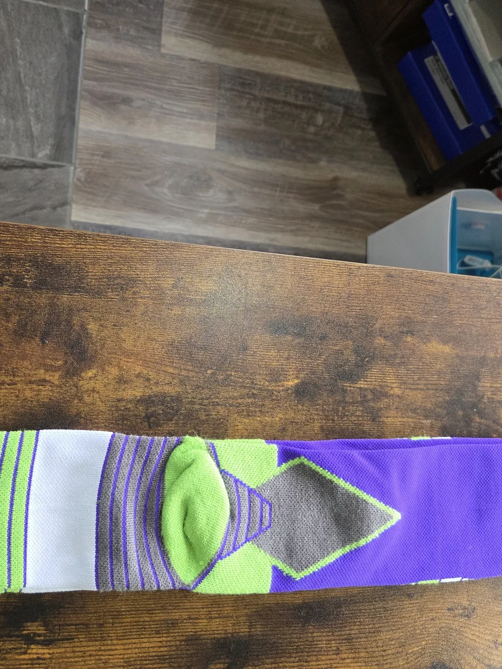 Men's Purple Athletic Crew Socks with Green Accents
